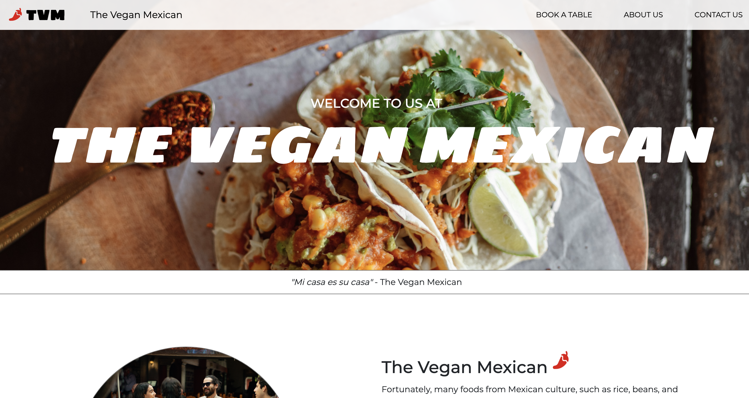Screenshot of Restaurant Website
