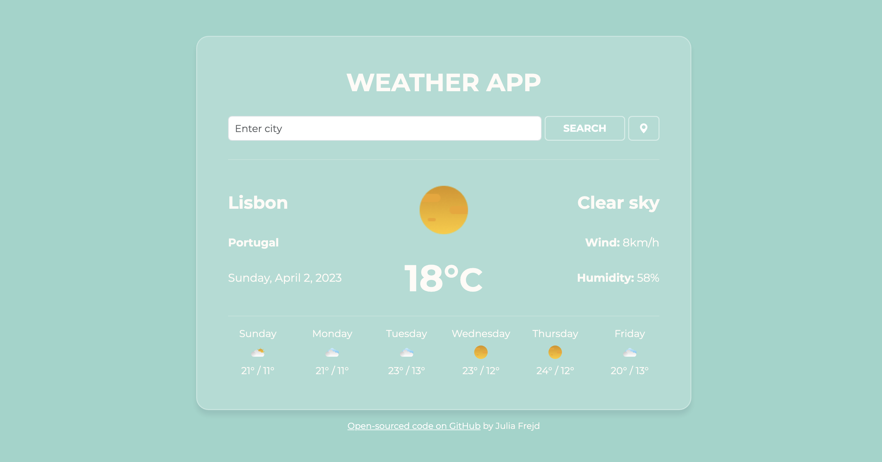 Screenshot of Weather App
